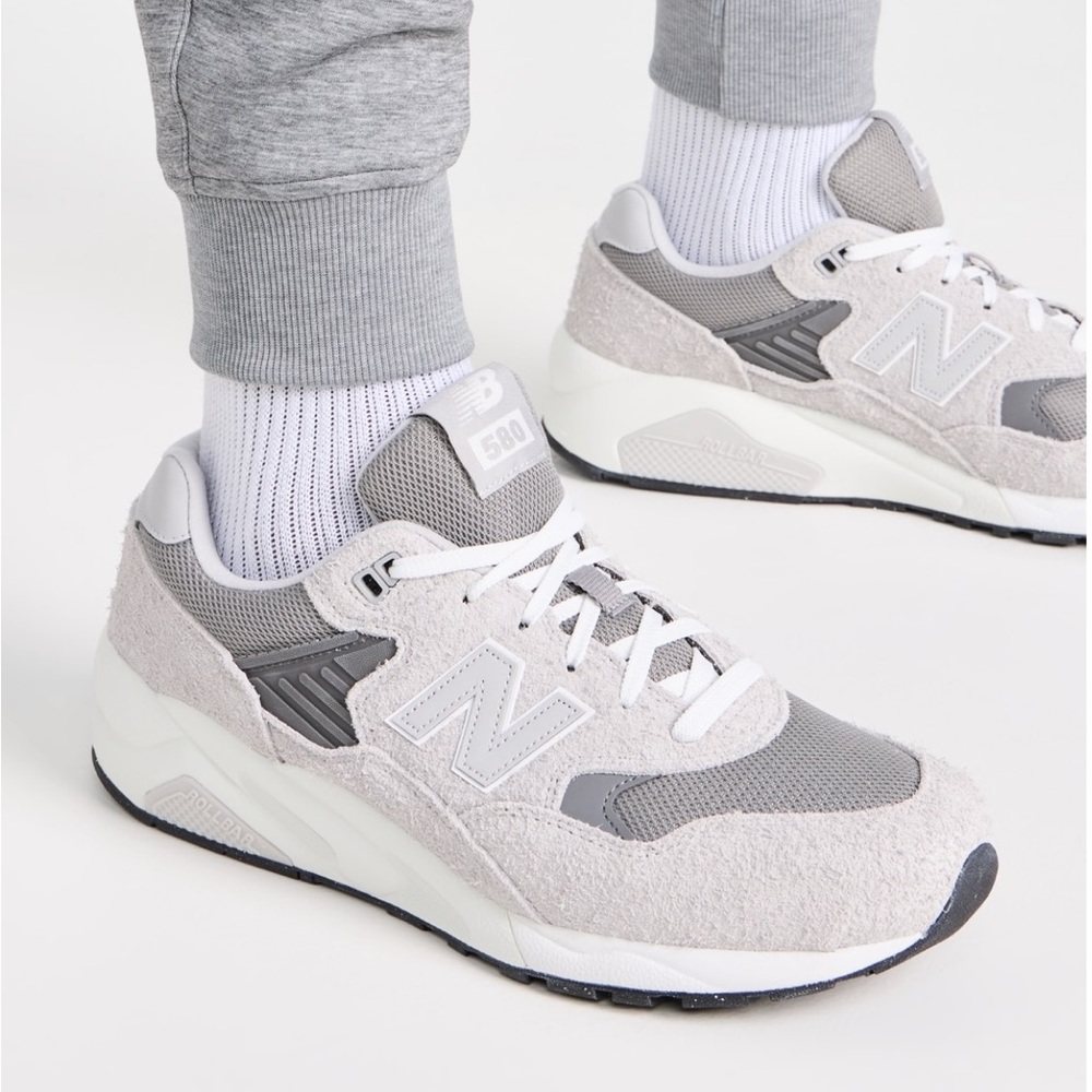 New Balance Gray 580 Mesh Suede Sneakers Sz 6